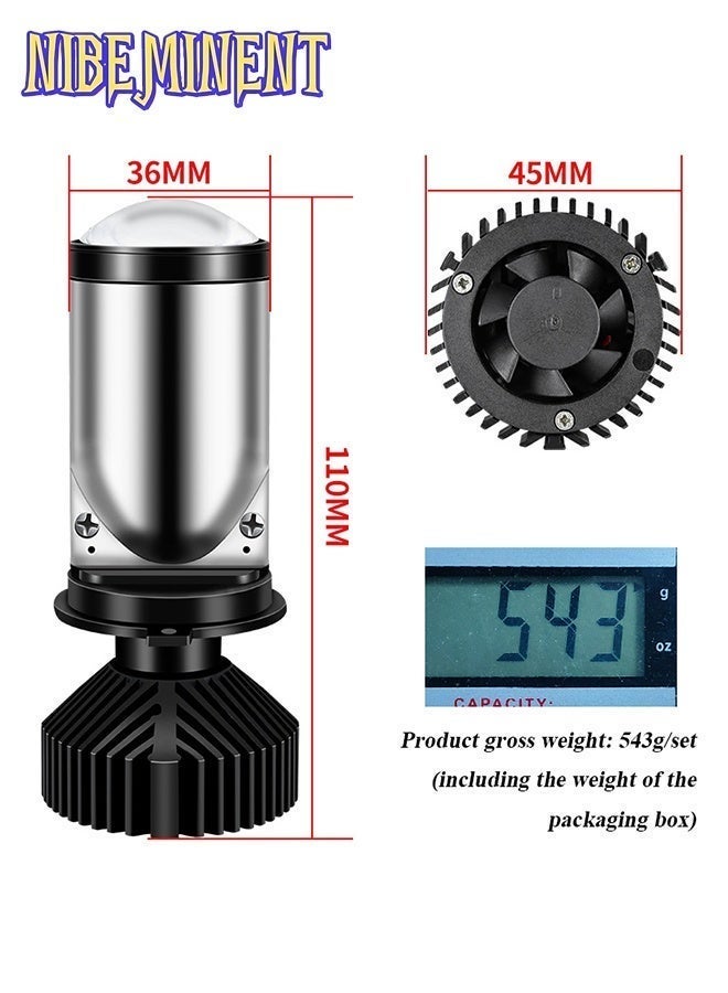 NIBEMINENT مصابيح أمامية LED H4 2 قطع مع عدسة بروجيكتور ميني وظيفة شعاع عالي-منخفض مع خط قطع واضح لحل مشكلة الاستجماتيزم 35 واط 4300 لومن مجموعة مصابيح أمامية لترقيات المصابيح (Y6، H4) - Image 3